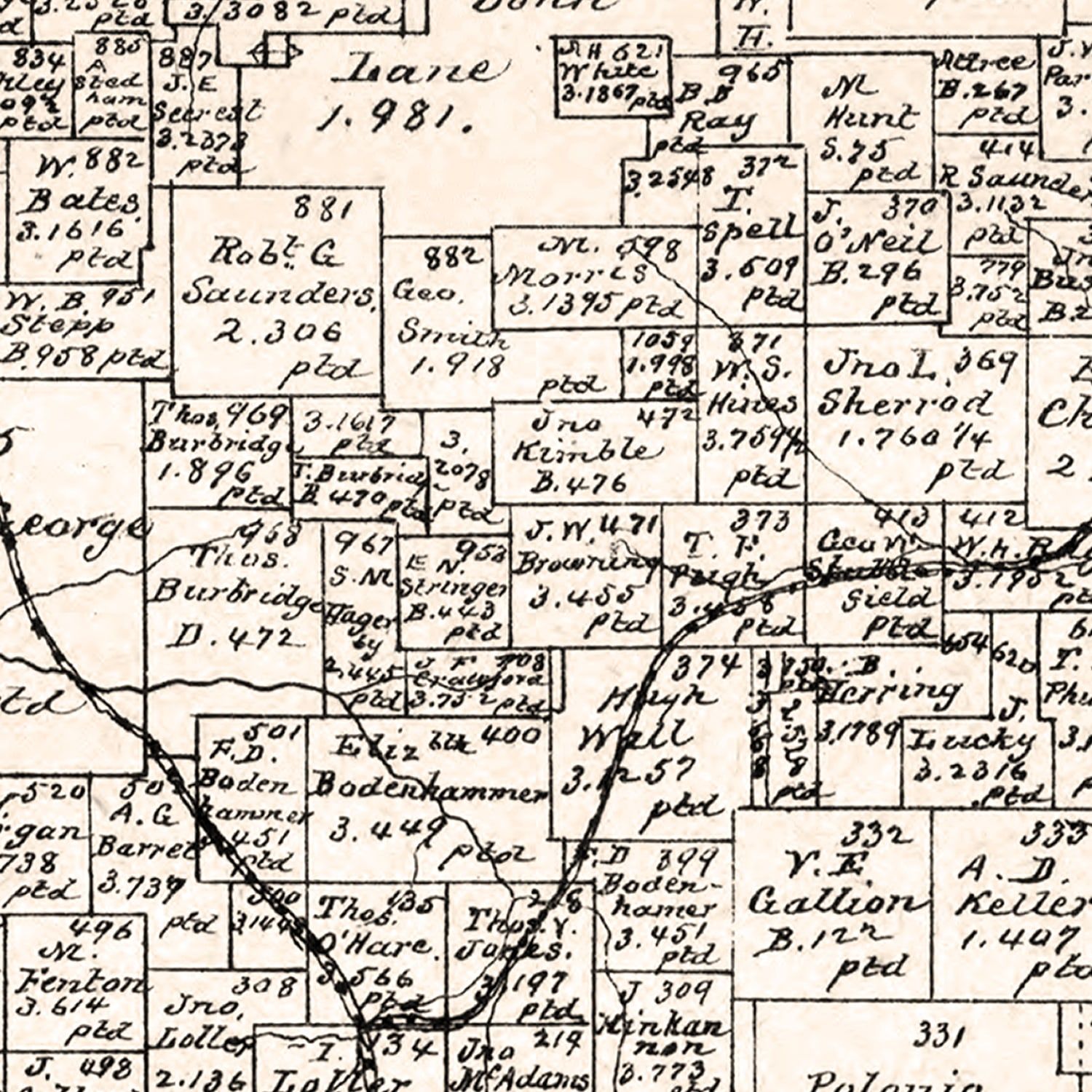 Vintage Map of Smith County, Texas 1880
