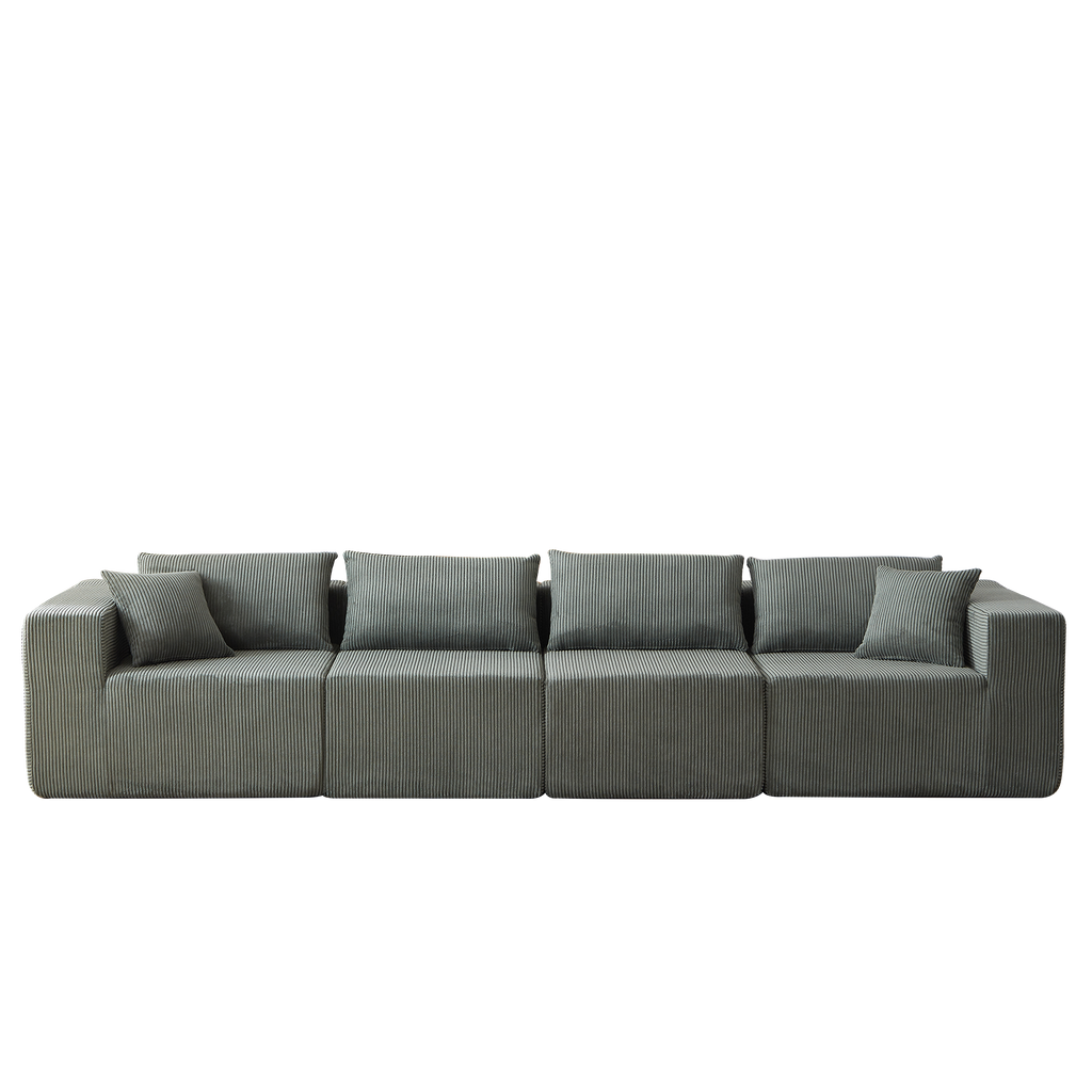 104-Inch Corduroy  Modular L Shaped Sectional Sofa,Luxury Floor Couch Set,Upholstered Indoor Furniture,Foam-Filled Compressed Sofa for Living Room,Bedroom,4 PC Free Combination