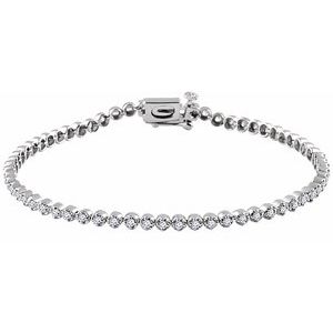 14K White Gold 1 CTW Natural Diamond Line 7" Bracelet