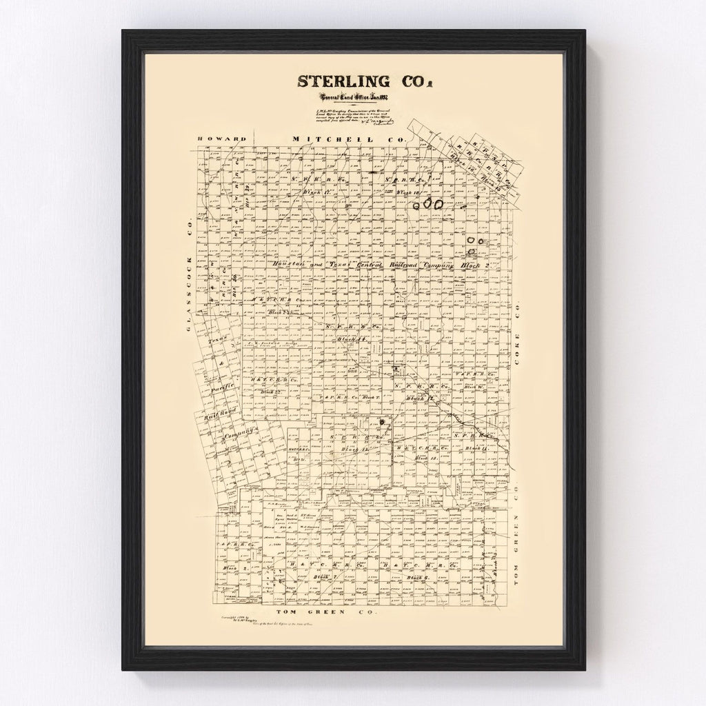 Vintage Map of Sterling County, Texas 1892