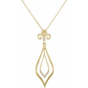14K Yellow Gold .05 CTW Natural Diamond Fleur-de-Lis 18" Necklace