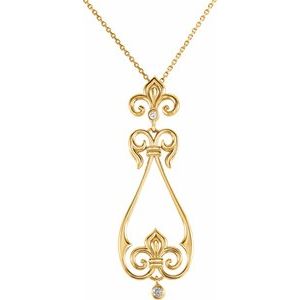 14K Yellow Gold .08 CTW Natural Diamond Fleur-de-Lis 18" Necklace