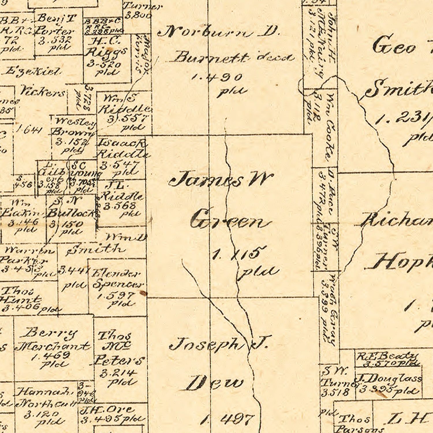 Vintage Map of Titus County, Texas 1880