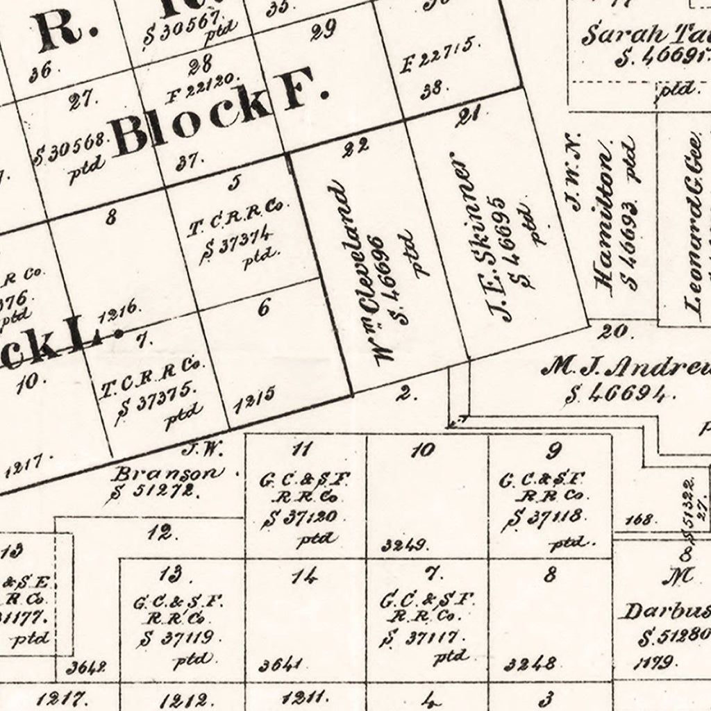 Vintage Map of Tom Green County, Texas 1894
