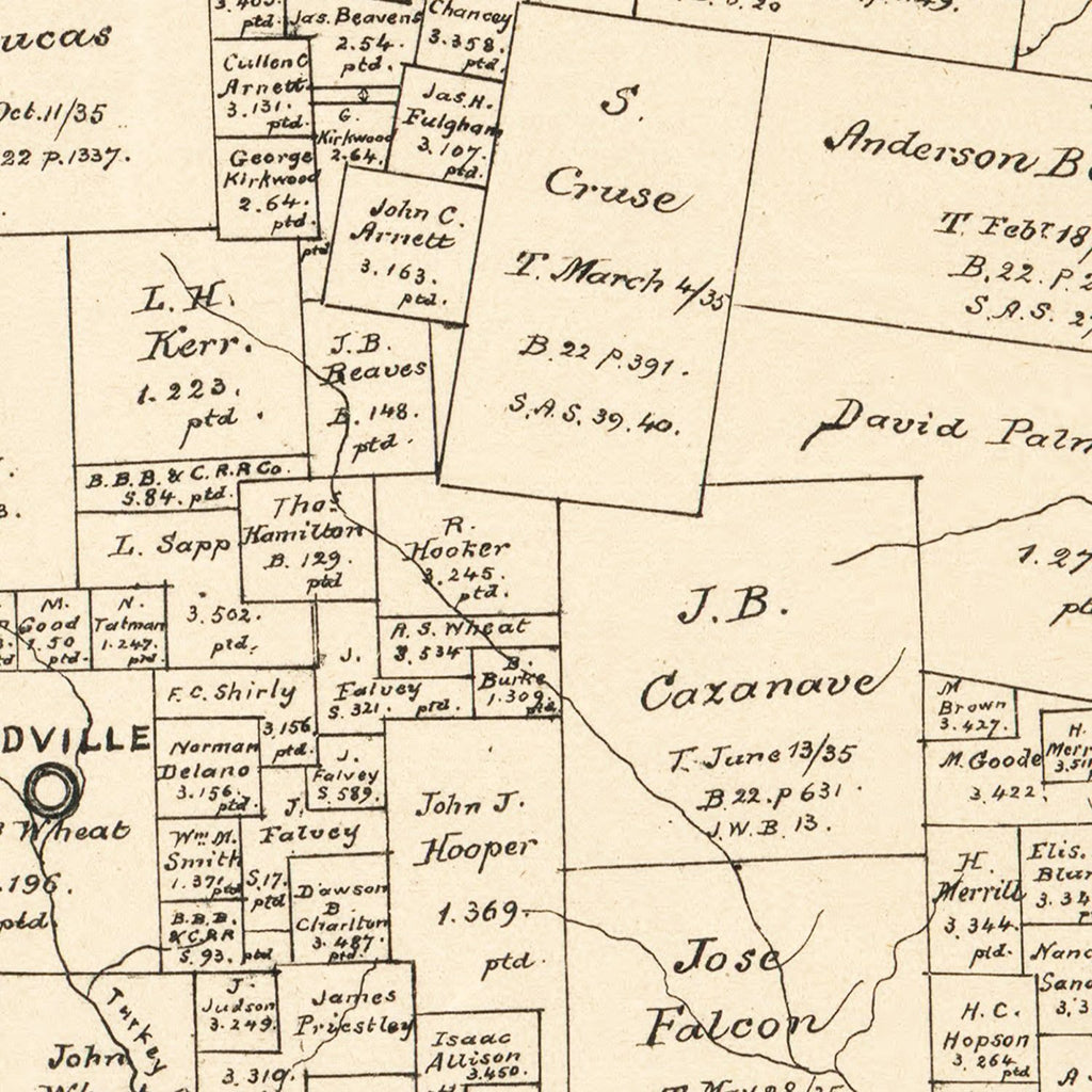 Vintage Map of Tyler County, Texas 1879