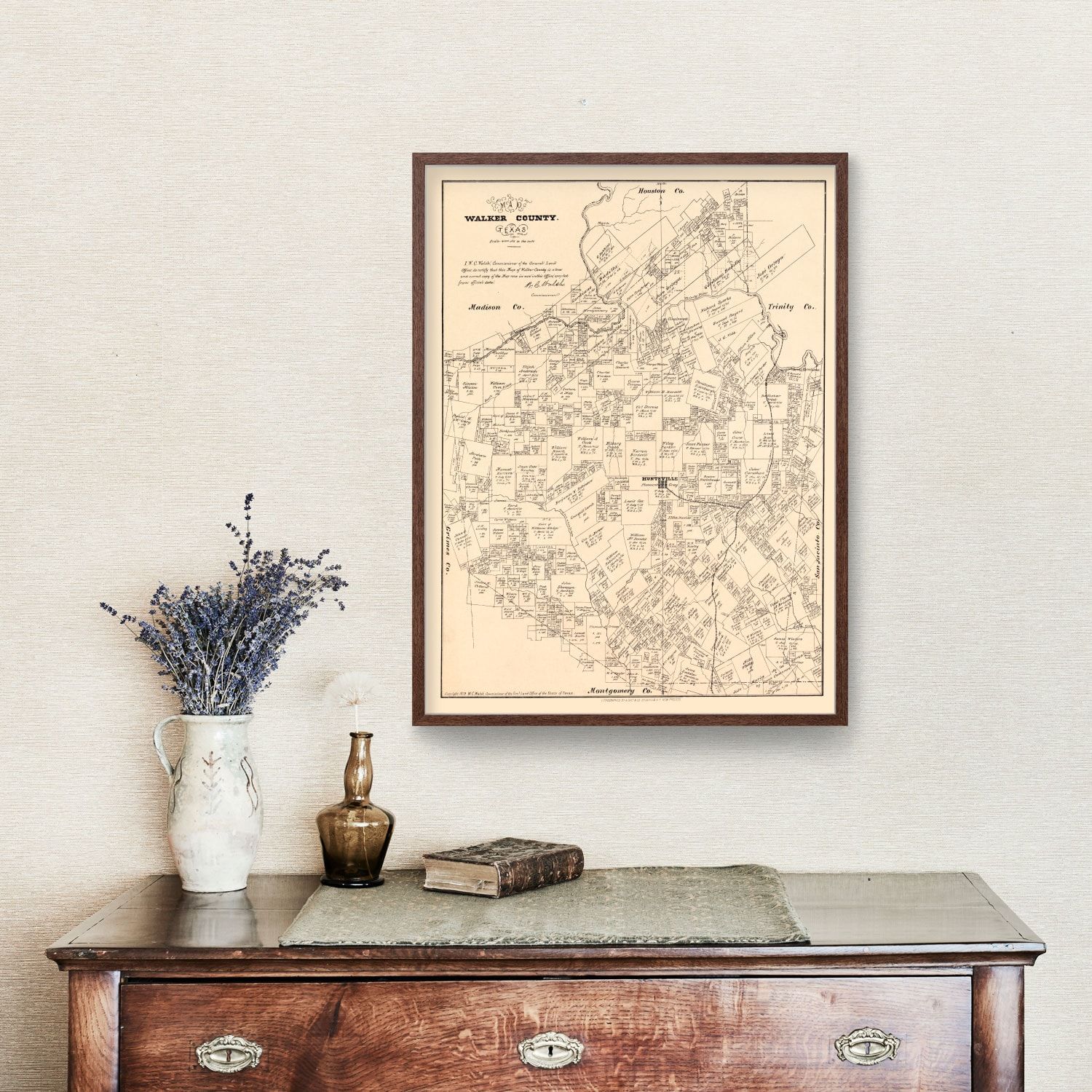 Vintage Map of Walker County, Texas 1879