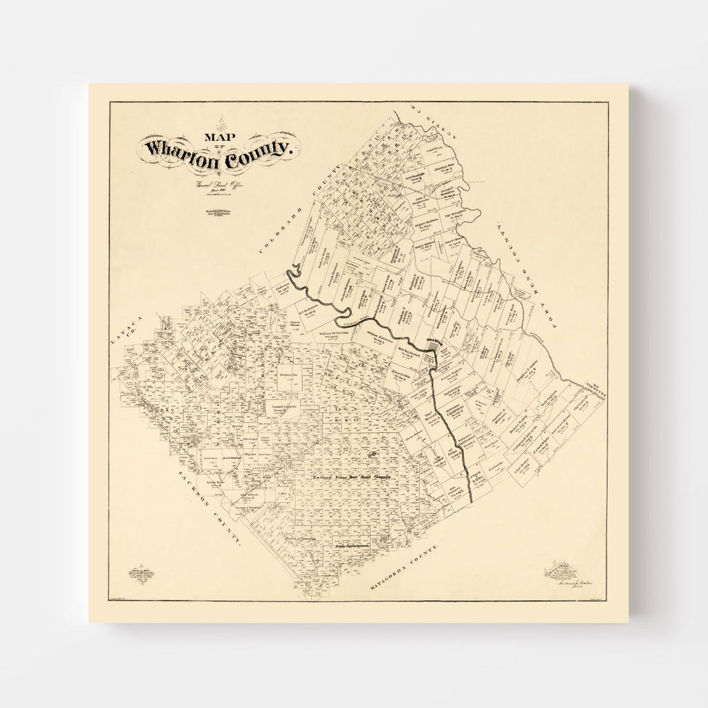 Vintage Map of Wharton County, Texas 1895