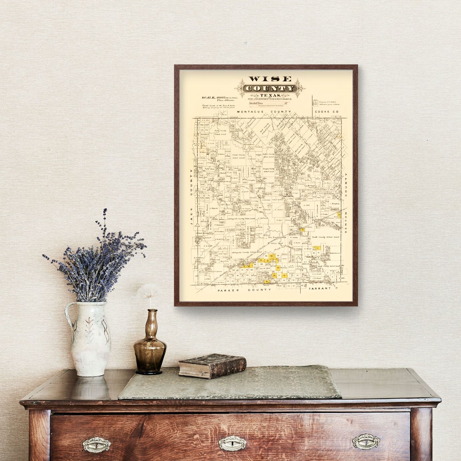 Vintage Map of Wise County, Texas 1870