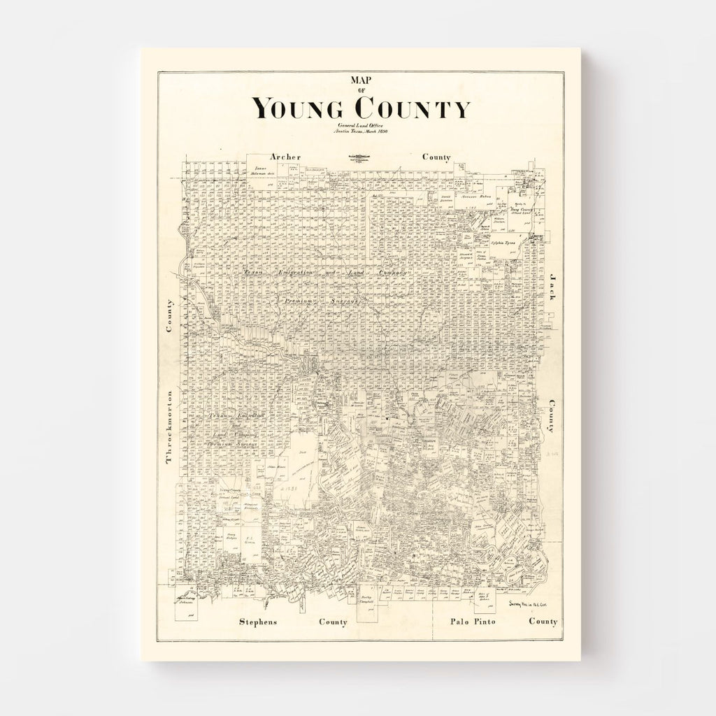 Vintage Map of Young County, Texas 1898