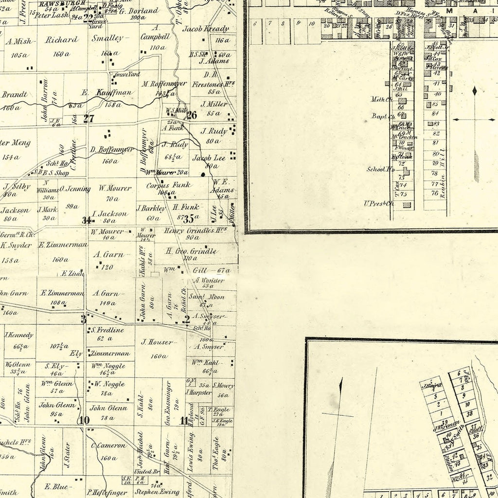 Vintage Map of Ashland County, Ohio 1861