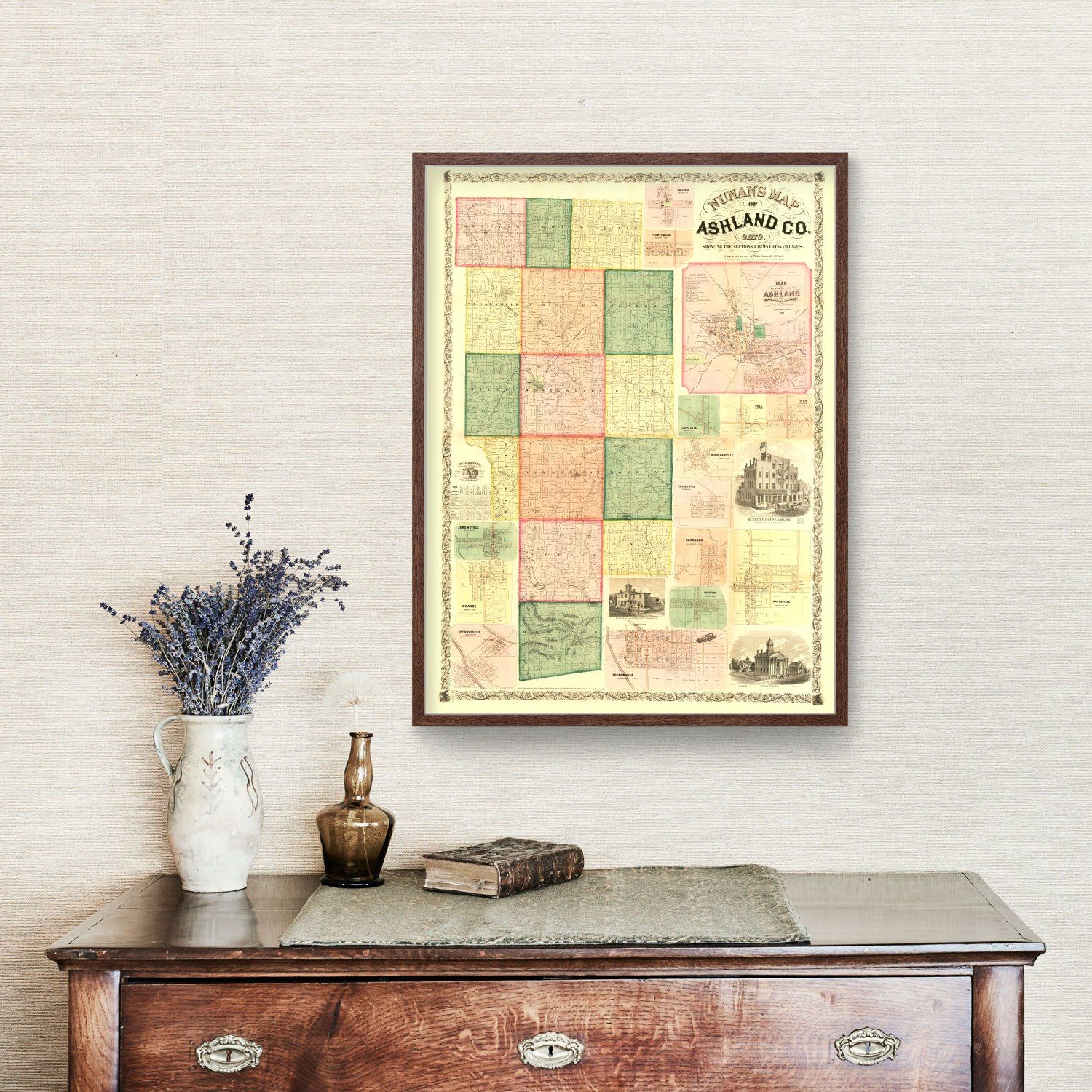 Vintage Map of Ashland County, Ohio 1861