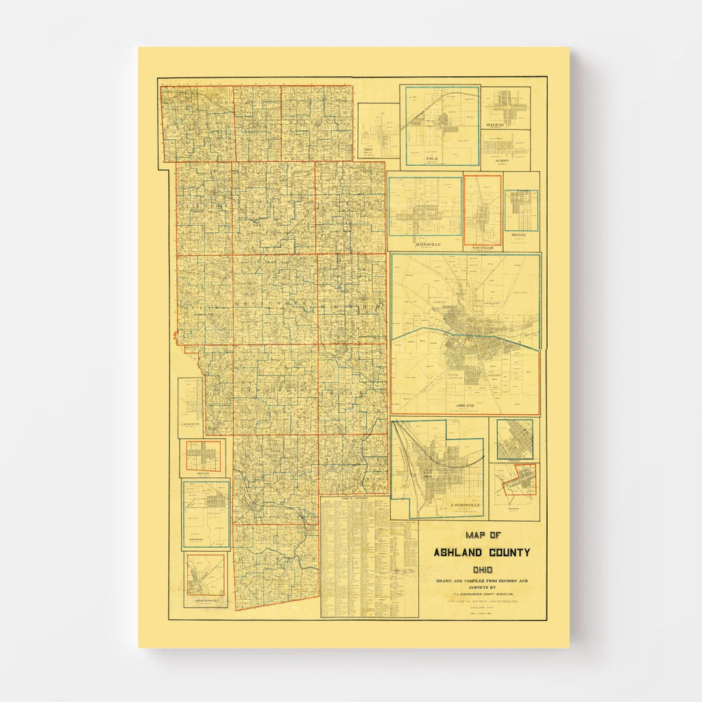 Vintage Map of Ashland County, Ohio 1897