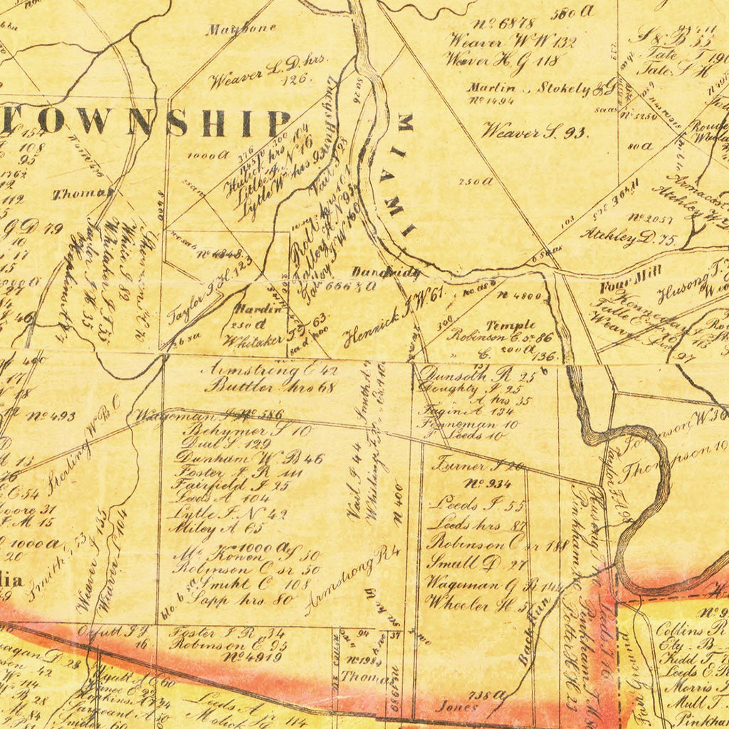 Vintage Map of Clermont County, Ohio 1857