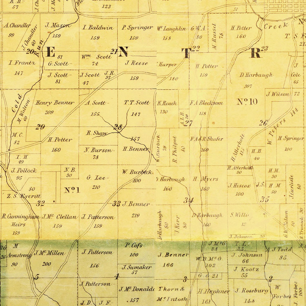 Vintage Map of Columbiana County, Ohio 1860