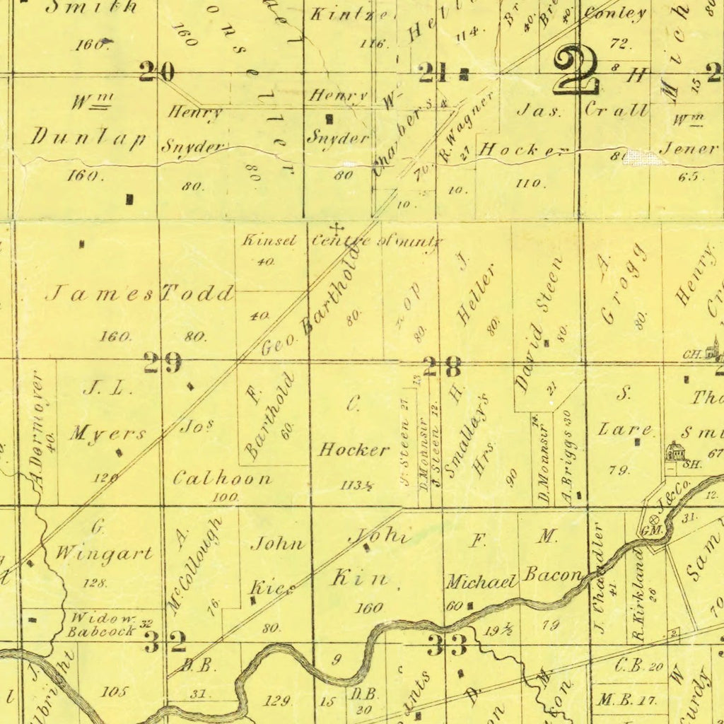Vintage Map of Crawford County, Ohio 1850