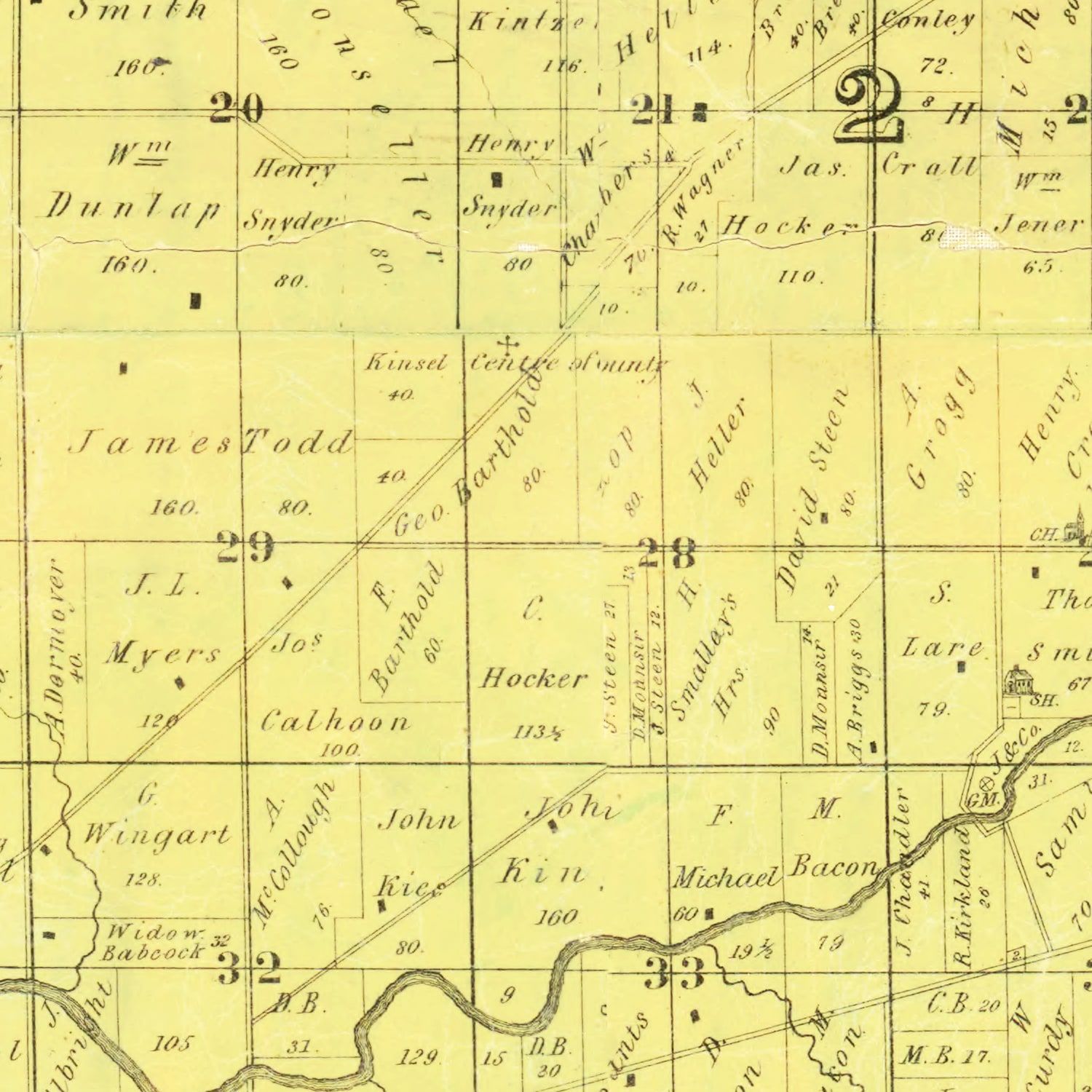 Vintage Map of Crawford County, Ohio 1850