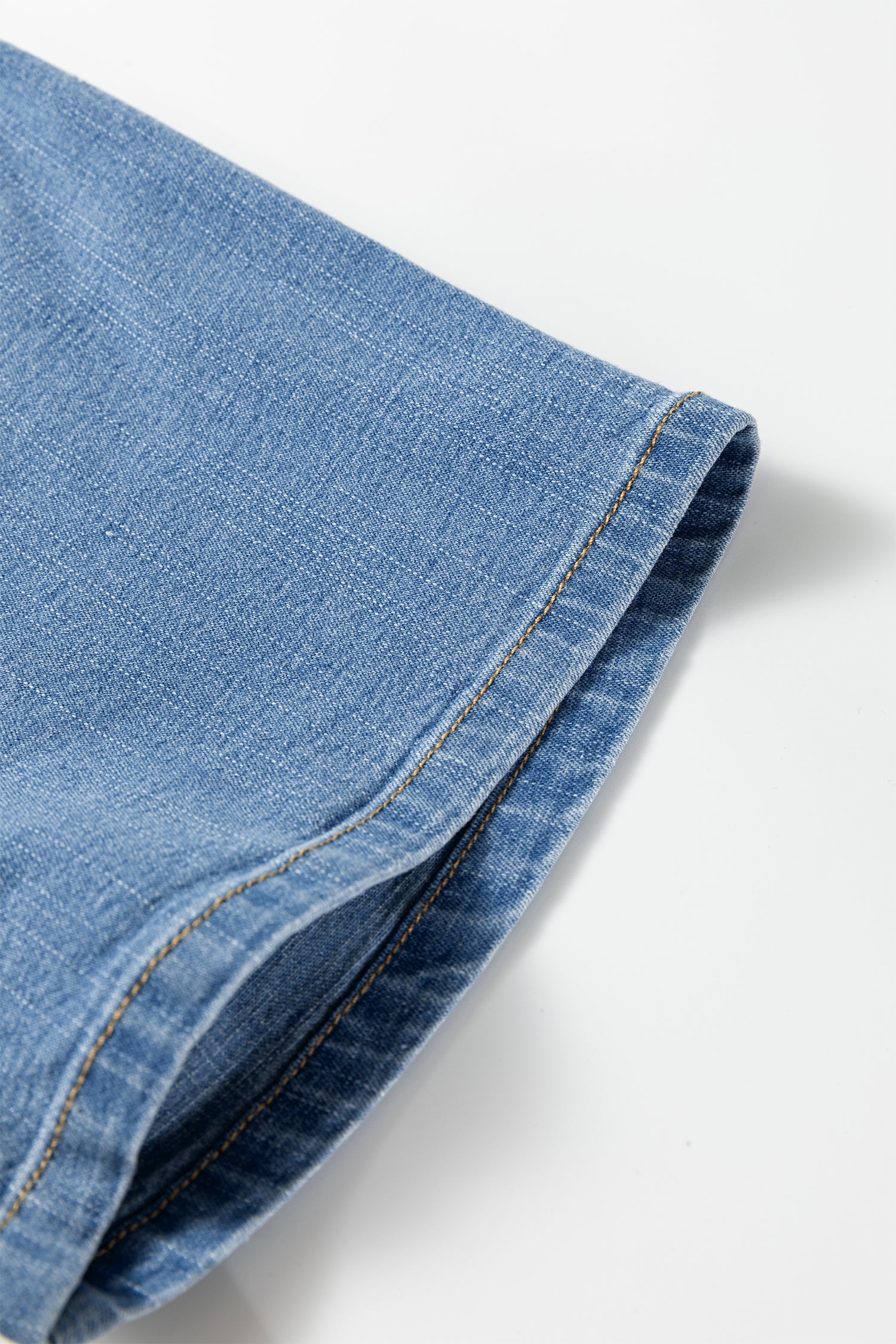 Elastic Waist Short Sleeve Denim Mini Dress