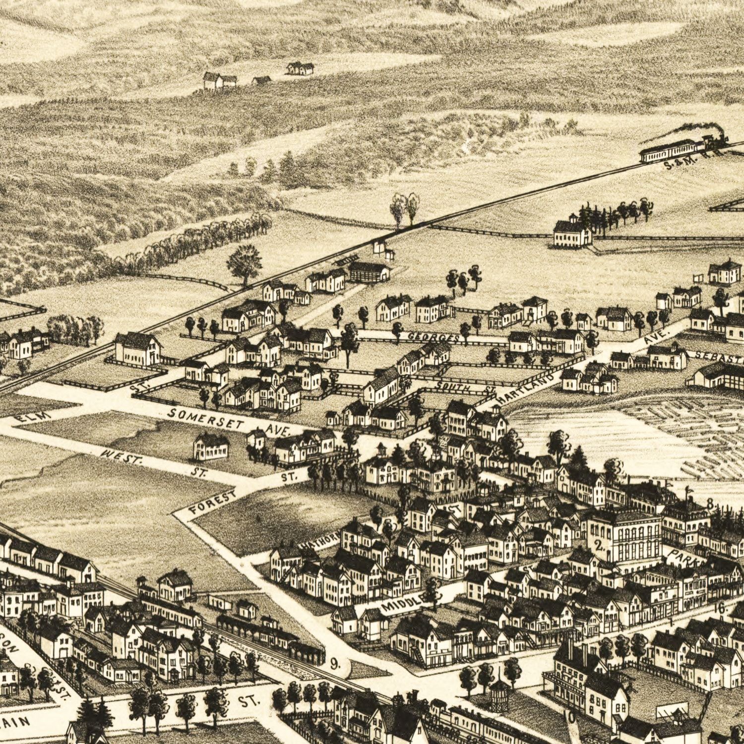 Vintage Map of Pittsfield, Maine 1889