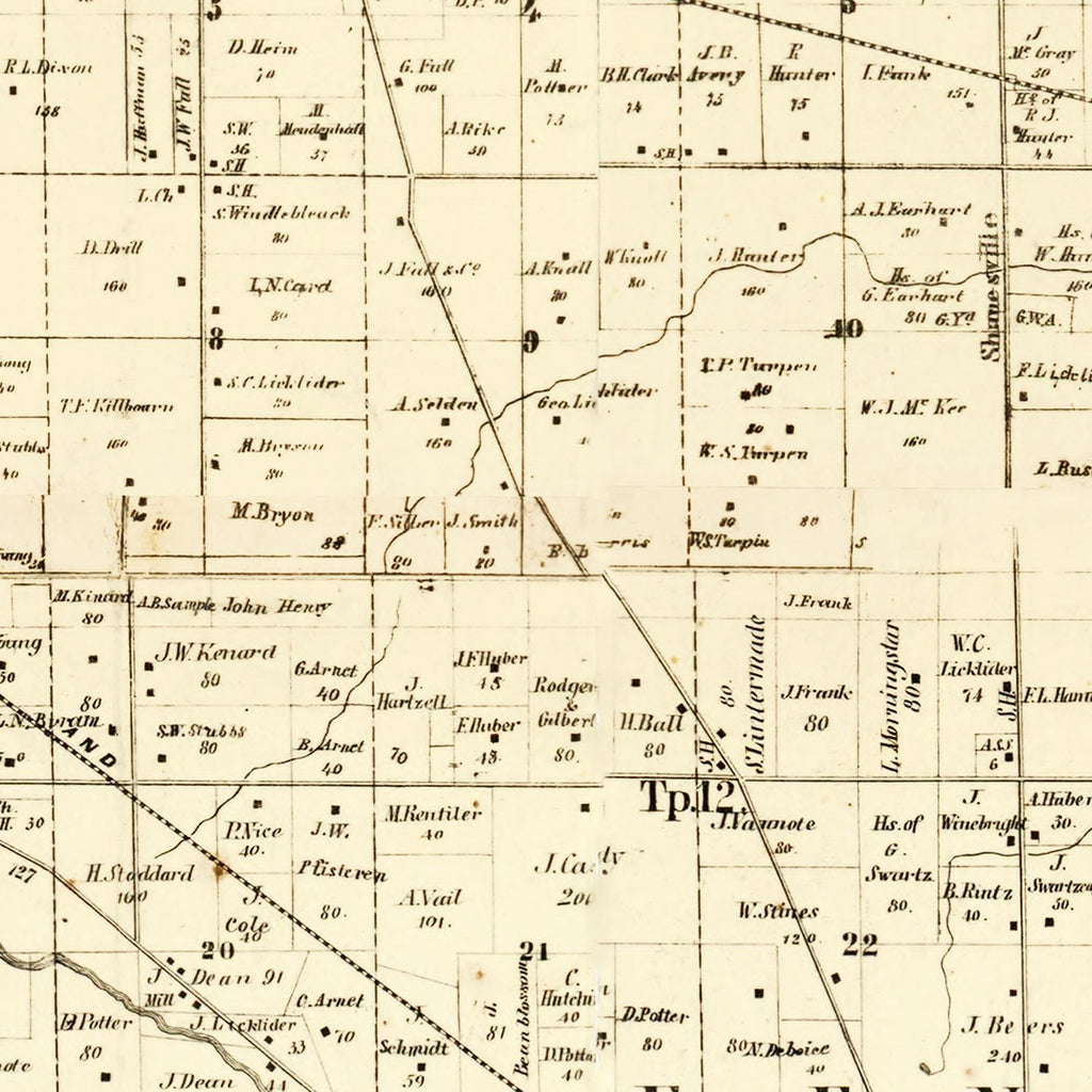 Vintage Map of Darke County, Ohio 1857