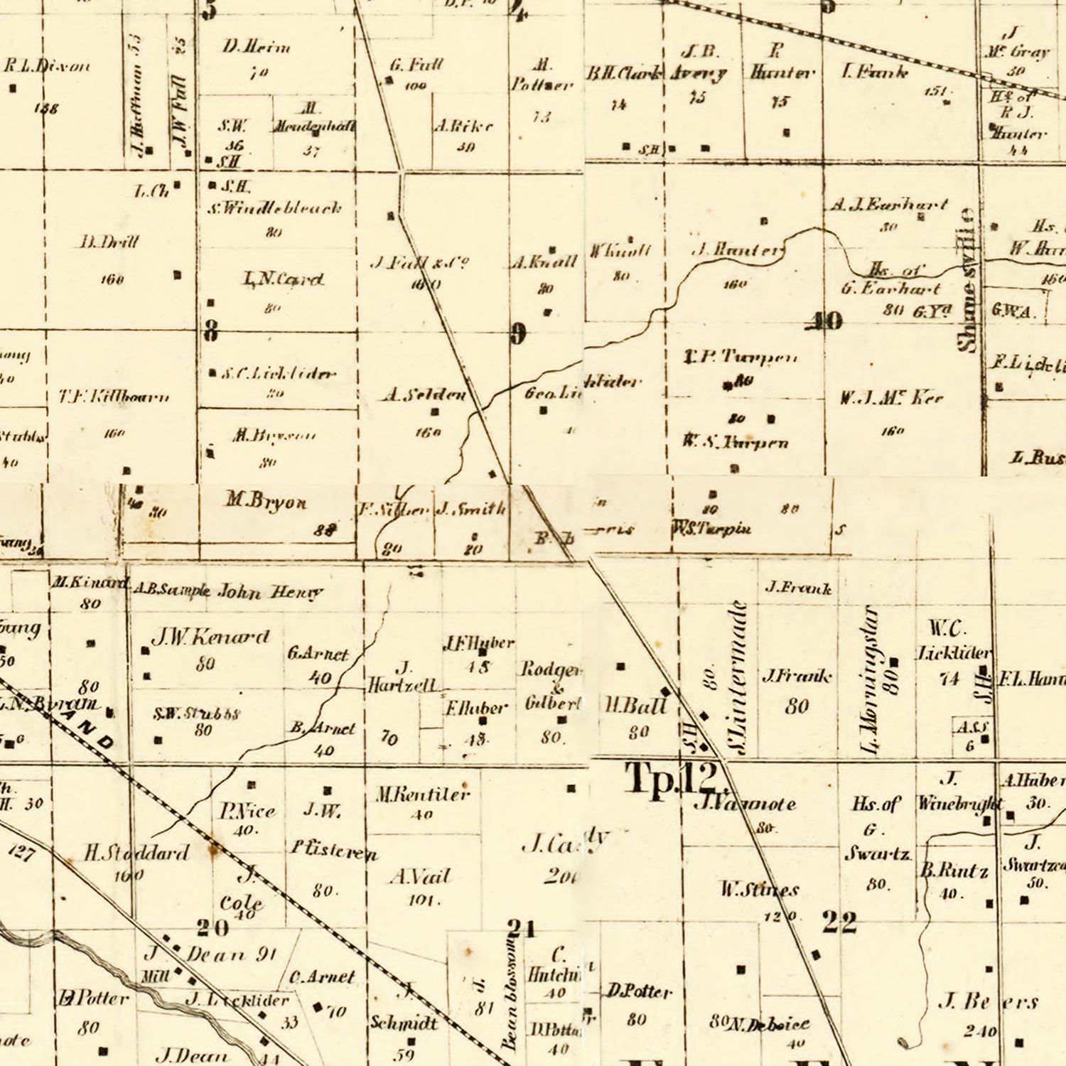 Vintage Map of Darke County, Ohio 1857