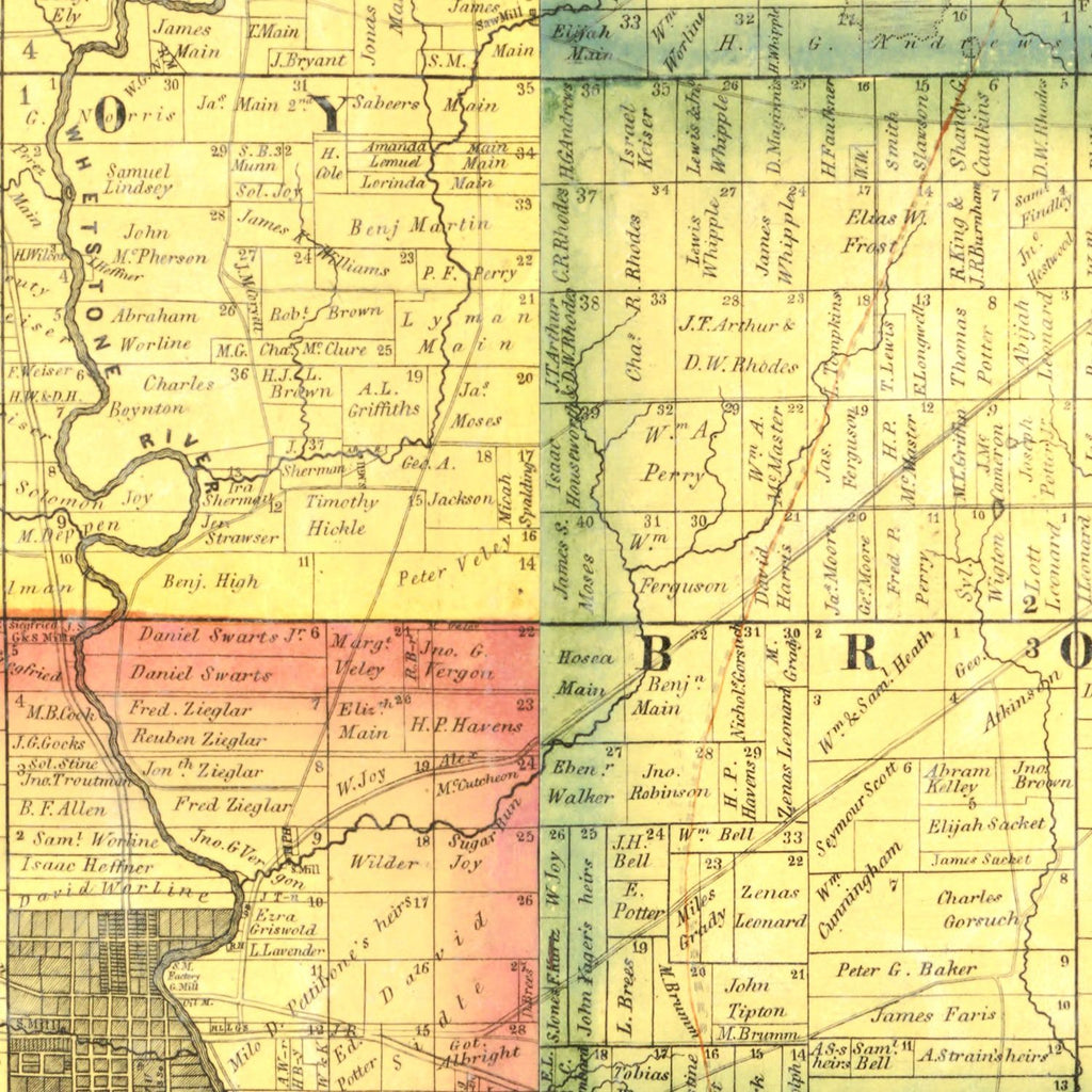 Vintage Map of Delaware County, Ohio 1849