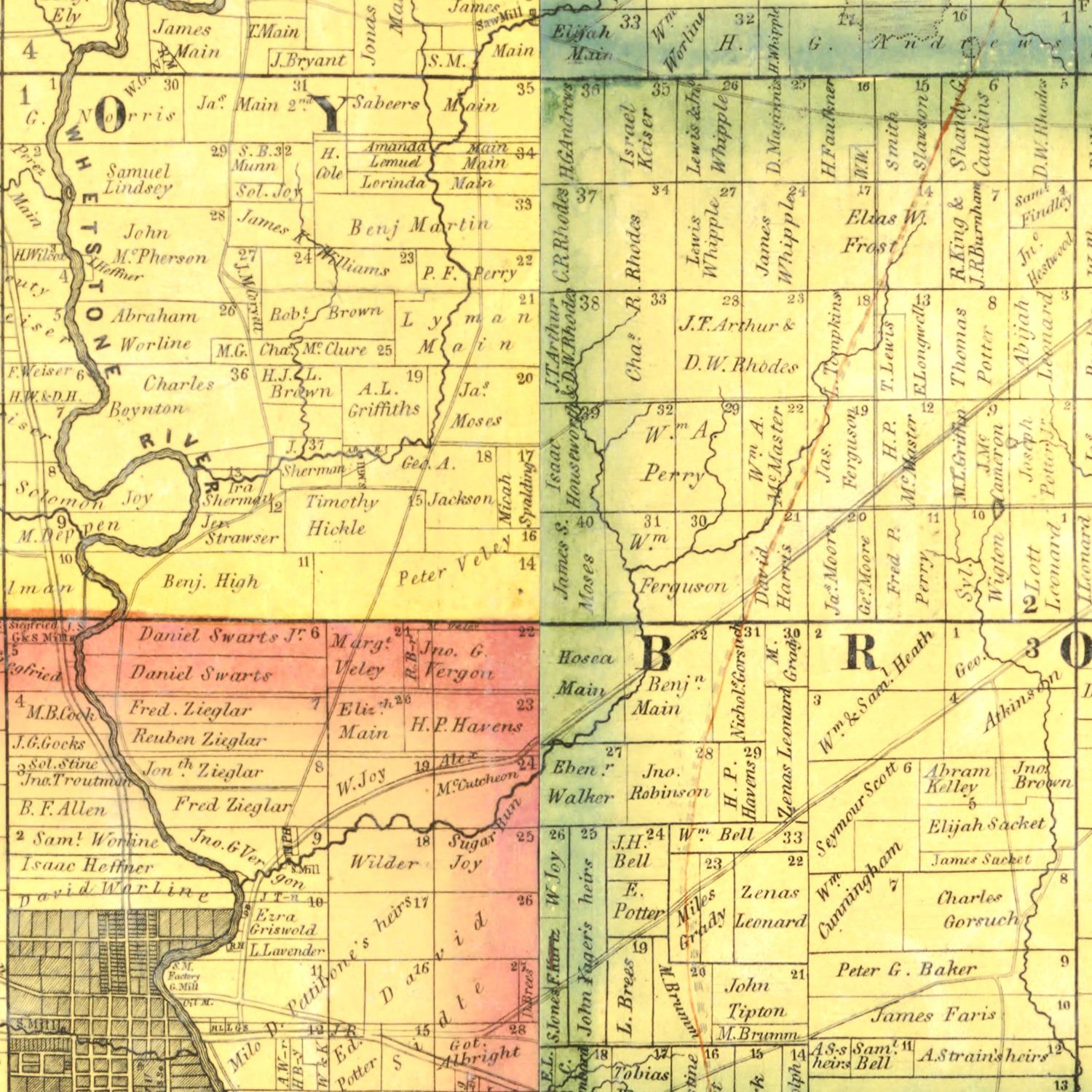 Vintage Map of Delaware County, Ohio 1849