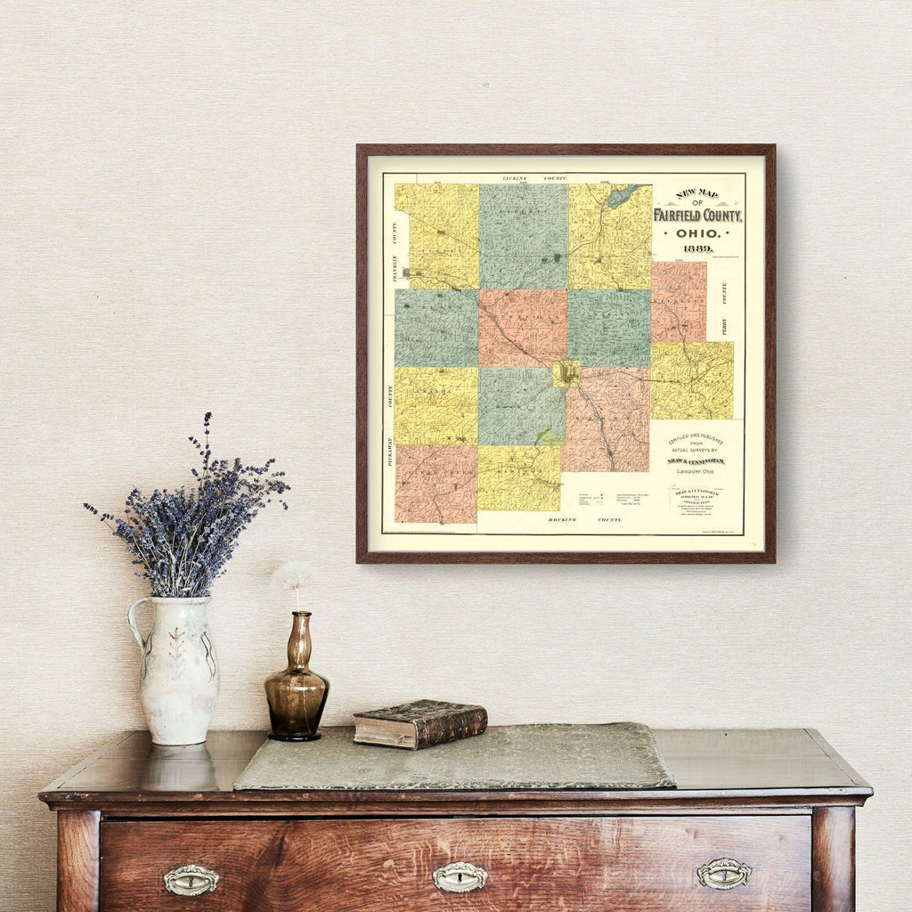 Vintage Map of Fairfield County, Ohio 1889