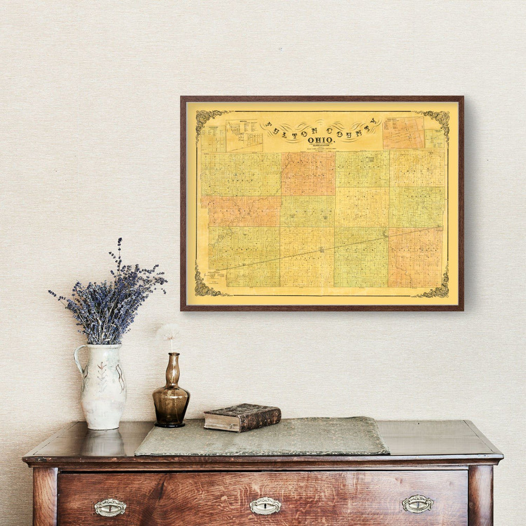 Vintage Map of Fulton County, Ohio 1850