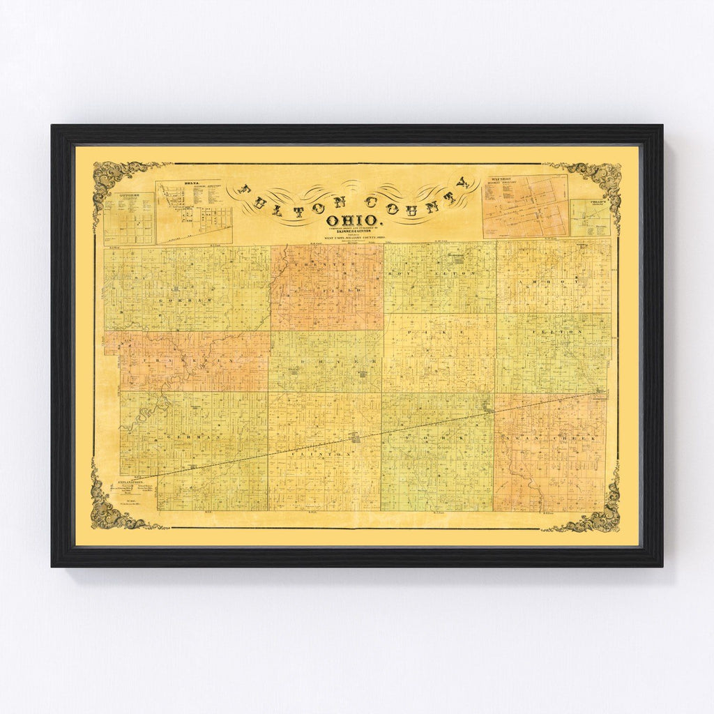 Vintage Map of Fulton County, Ohio 1850