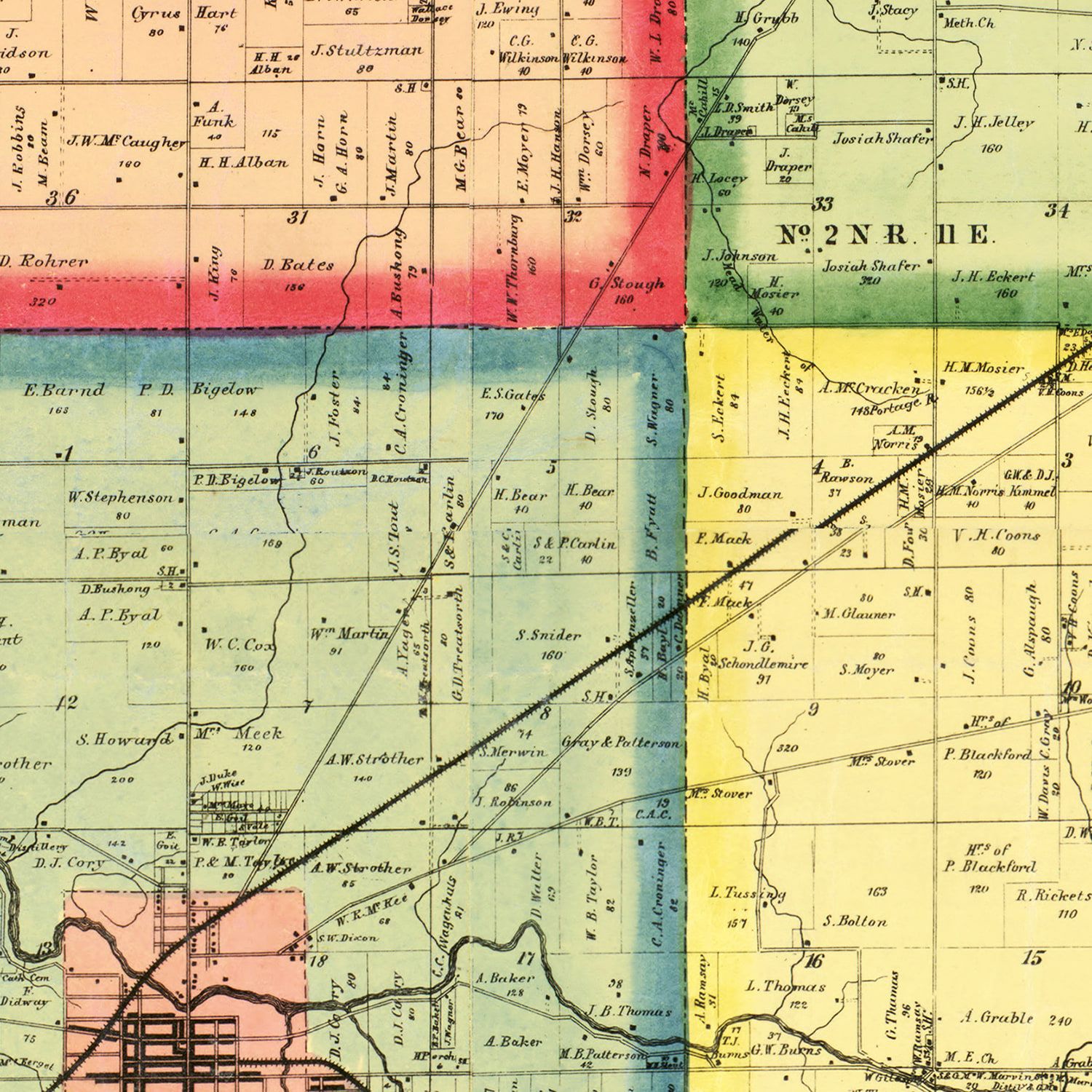 Vintage Map of Hancock County, Ohio 1863