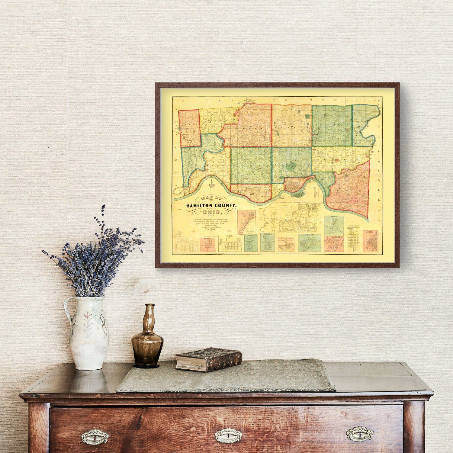 Vintage Map of Hamilton County, Ohio 1856