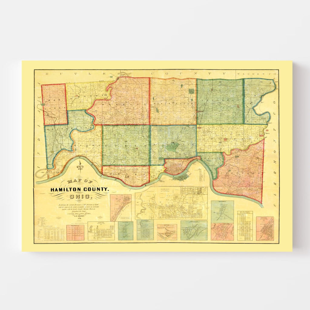 Vintage Map of Hamilton County, Ohio 1856