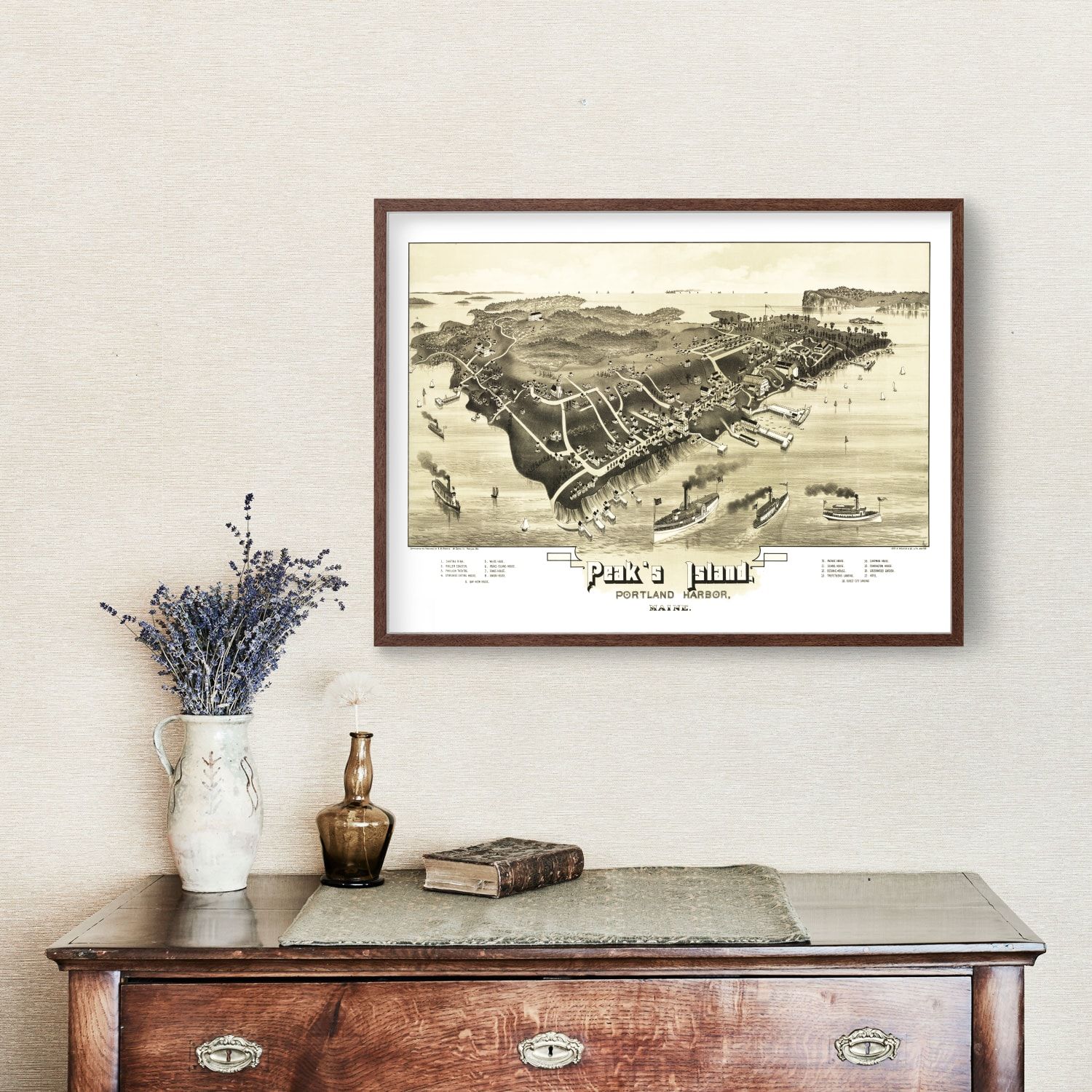 Vintage Map of Peak's Island, Maine 1886