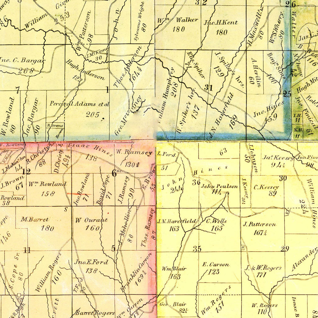 Vintage Map of Harrison County, Ohio 1862
