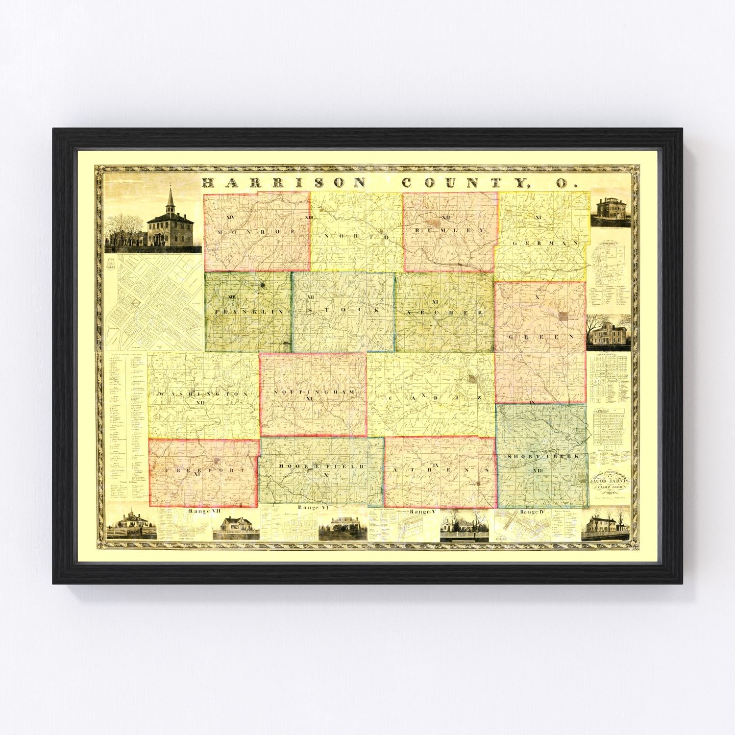 Vintage Map of Harrison County, Ohio 1862