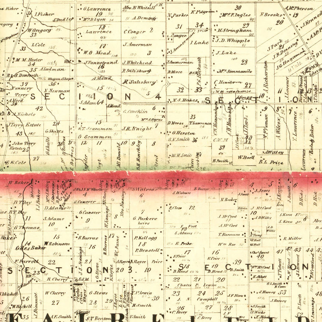 Vintage Map of Huron County, Ohio 1859