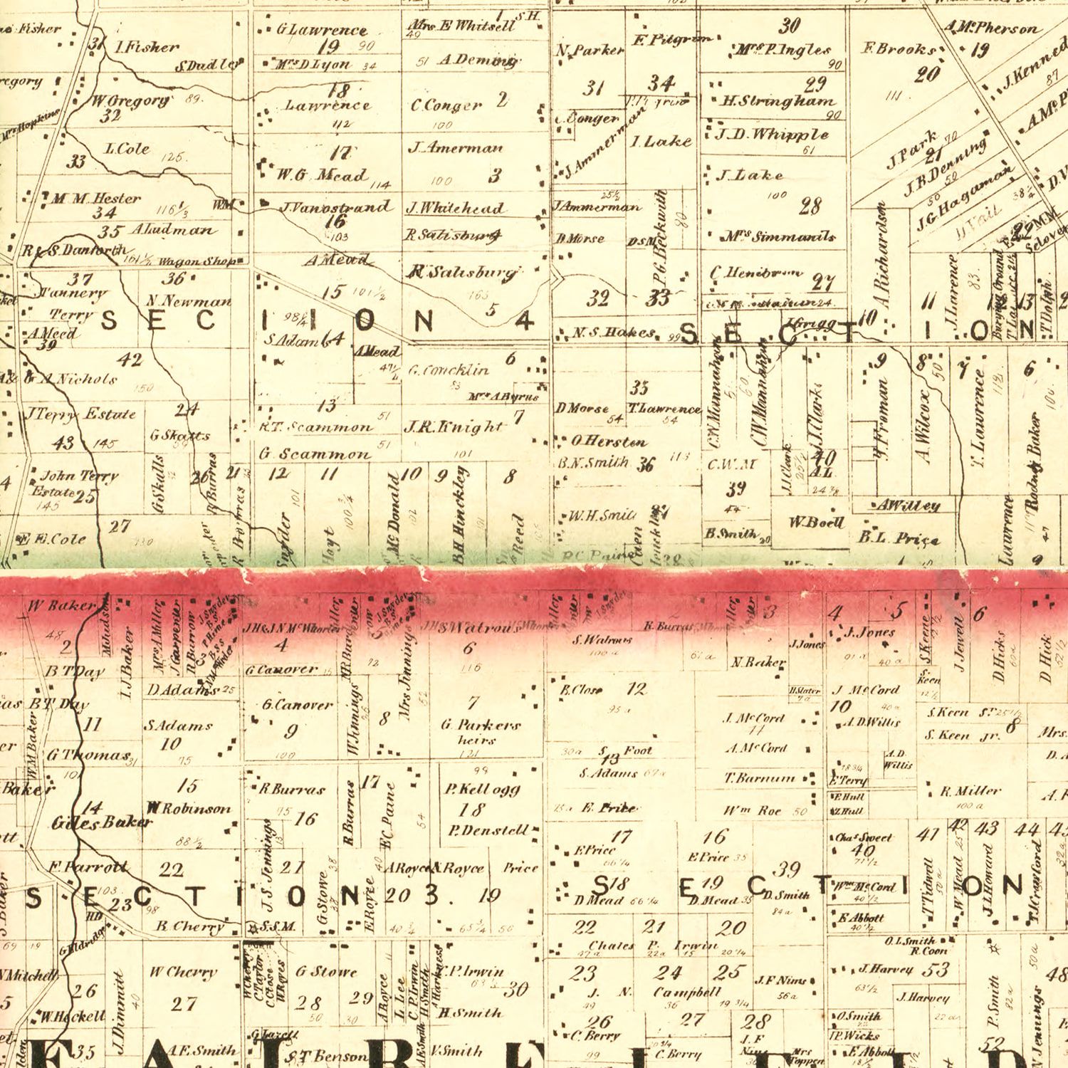 Vintage Map of Huron County, Ohio 1859