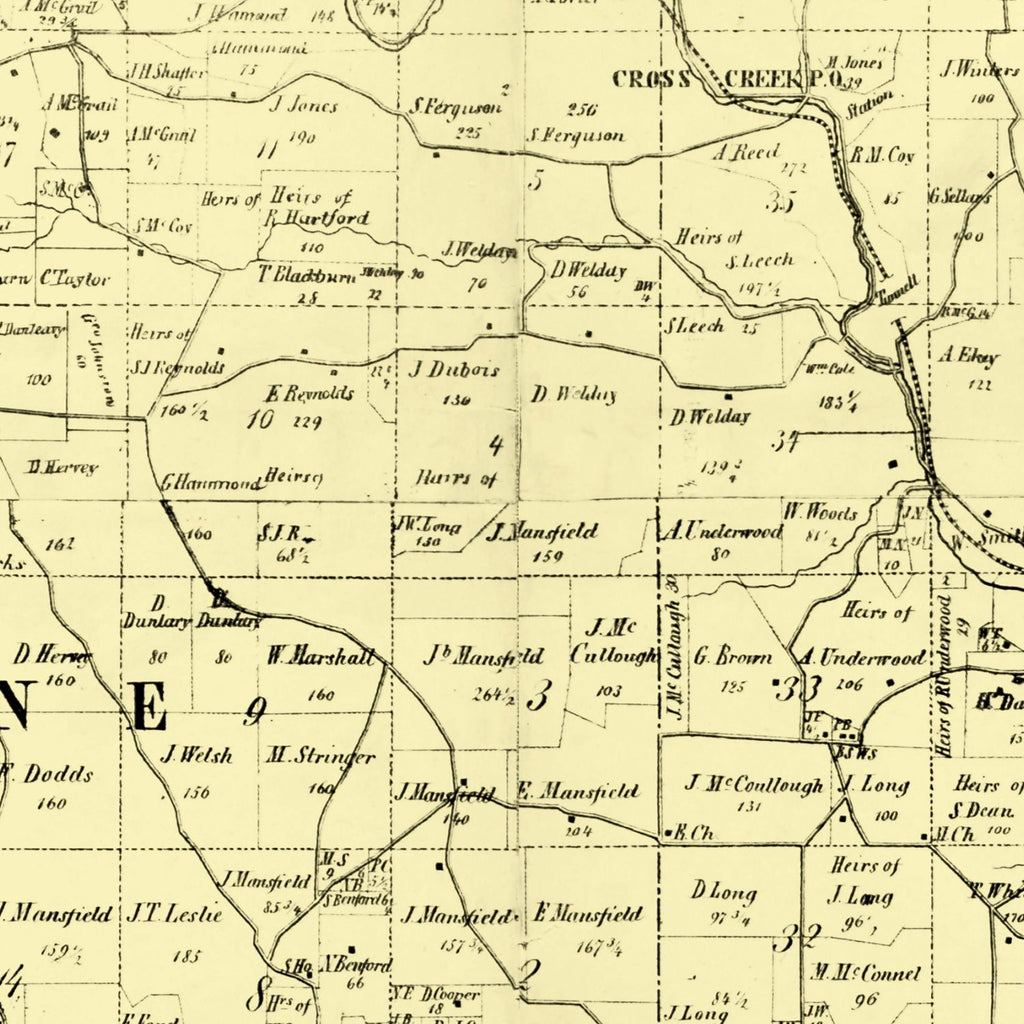 Vintage Map of Jefferson County, Ohio 1856
