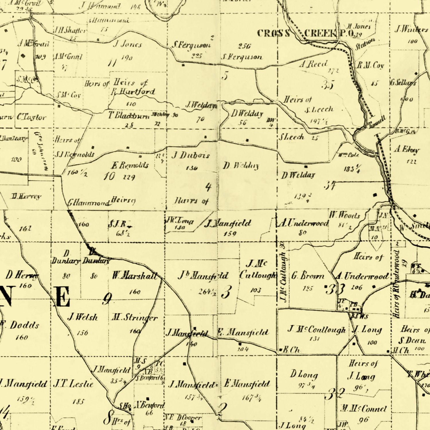 Vintage Map of Jefferson County, Ohio 1856
