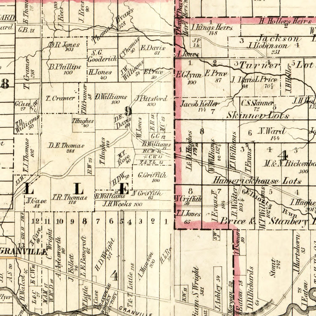 Vintage Map of Licking County, Ohio 1854