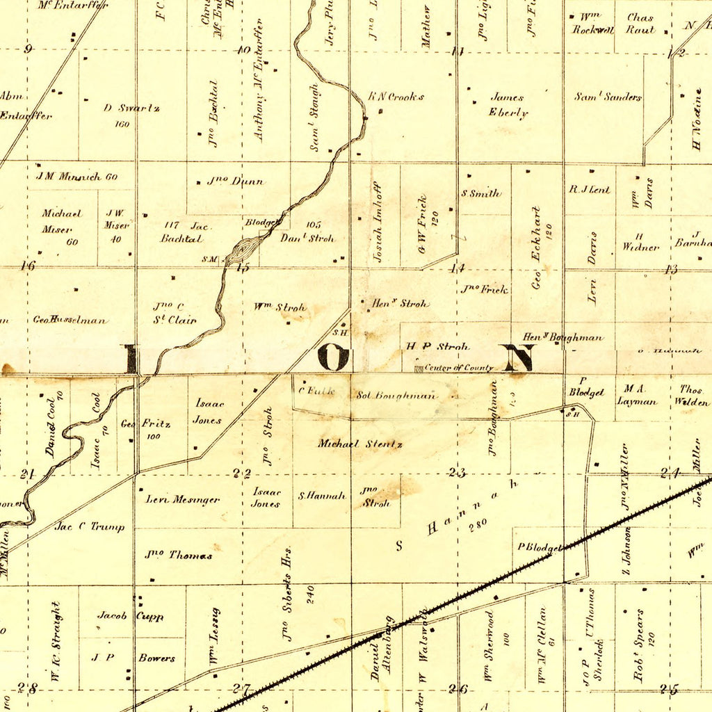 Vintage Map of De Kalb County, Ohio 1863