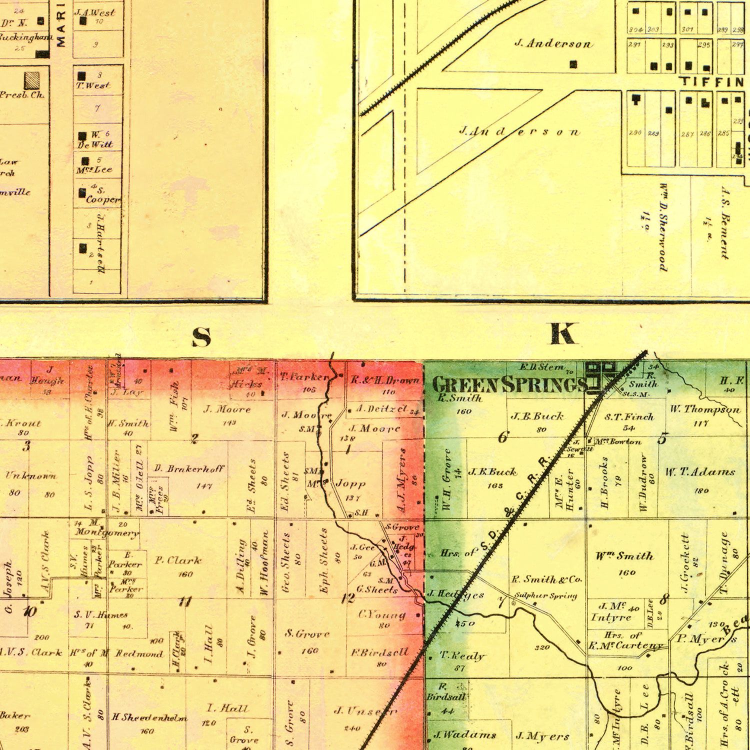 Vintage Map of Seneca County, Ohio 1864