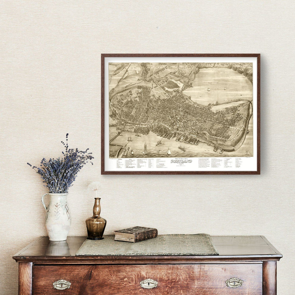 Vintage Map of Portland, Maine 1876