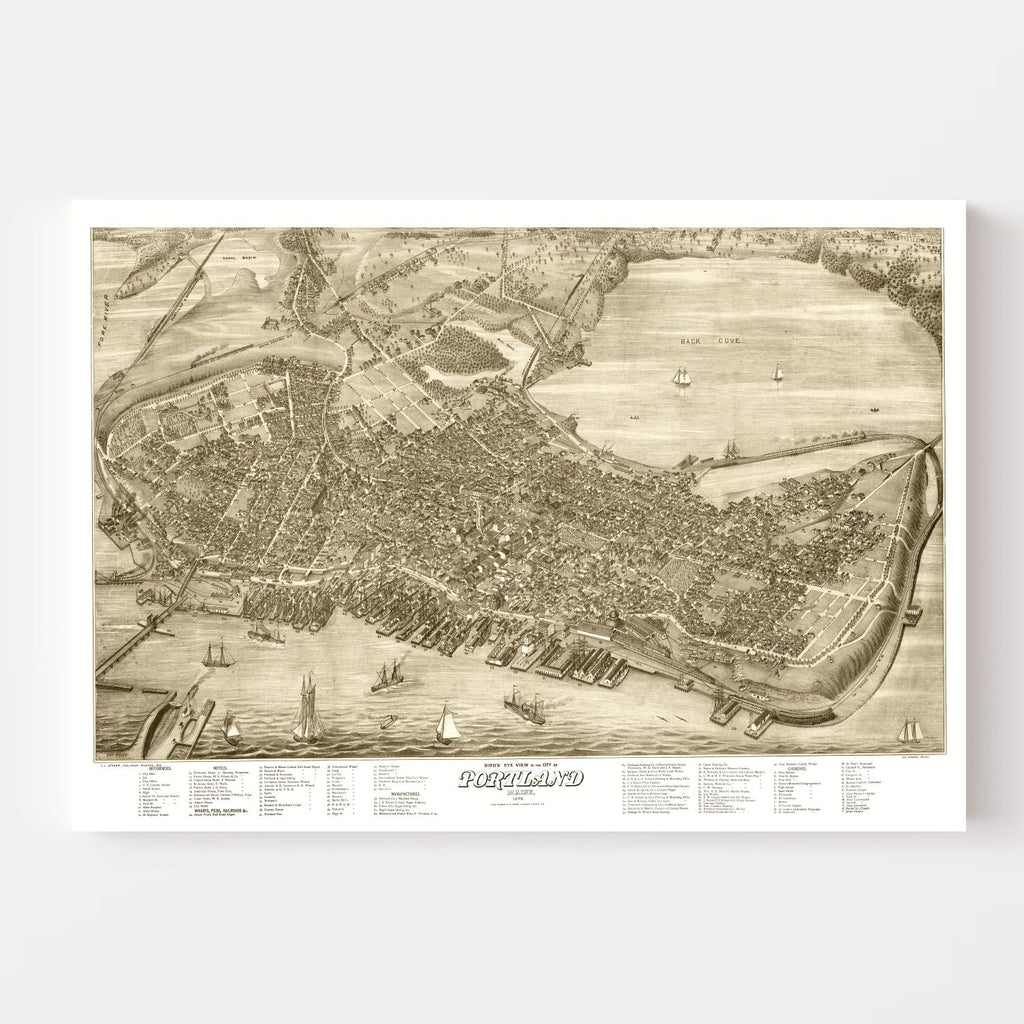 Vintage Map of Portland, Maine 1876