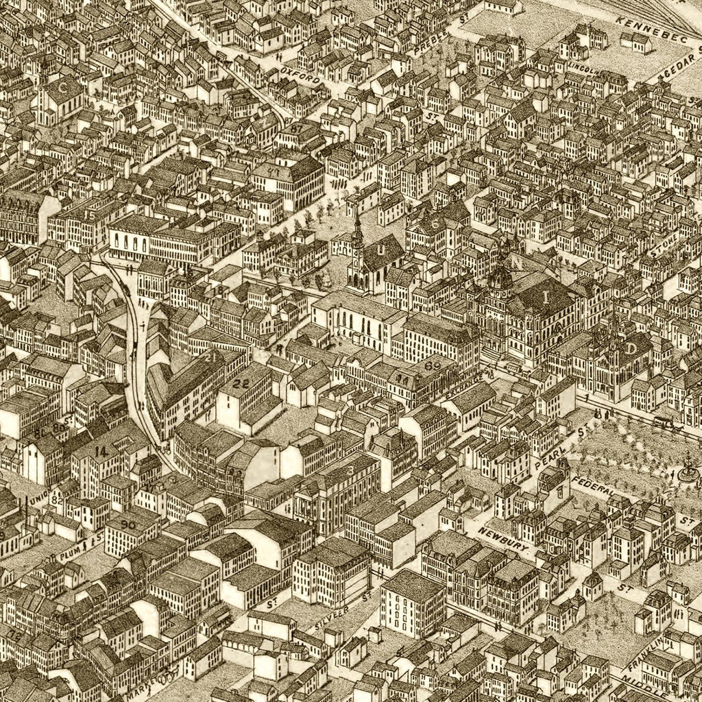 Vintage Map of Portland, Maine 1876