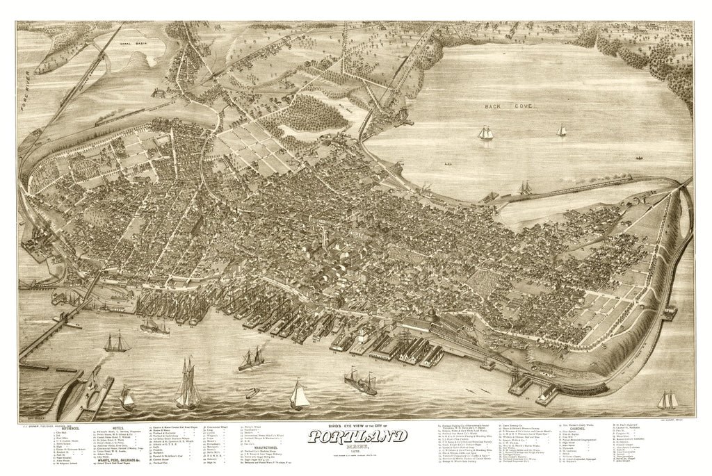 Vintage Map of Portland, Maine 1876