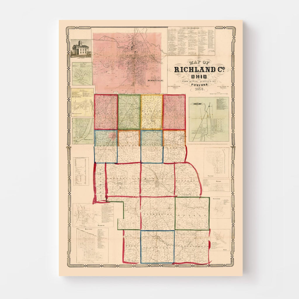 Vintage Map of Richland County, Ohio 1856