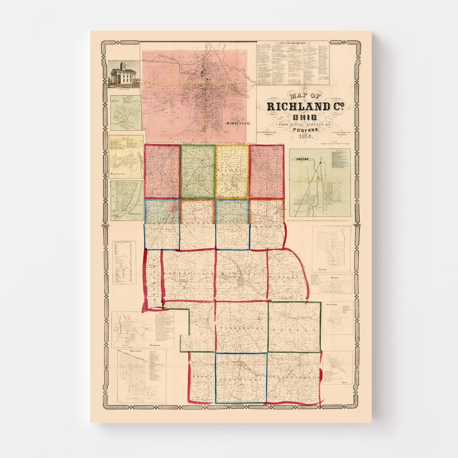 Vintage Map of Richland County, Ohio 1856