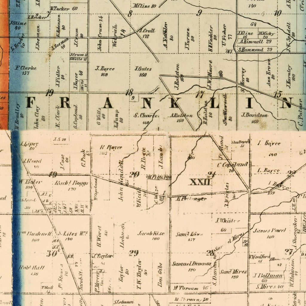 Vintage Map of Richland County, Ohio 1856