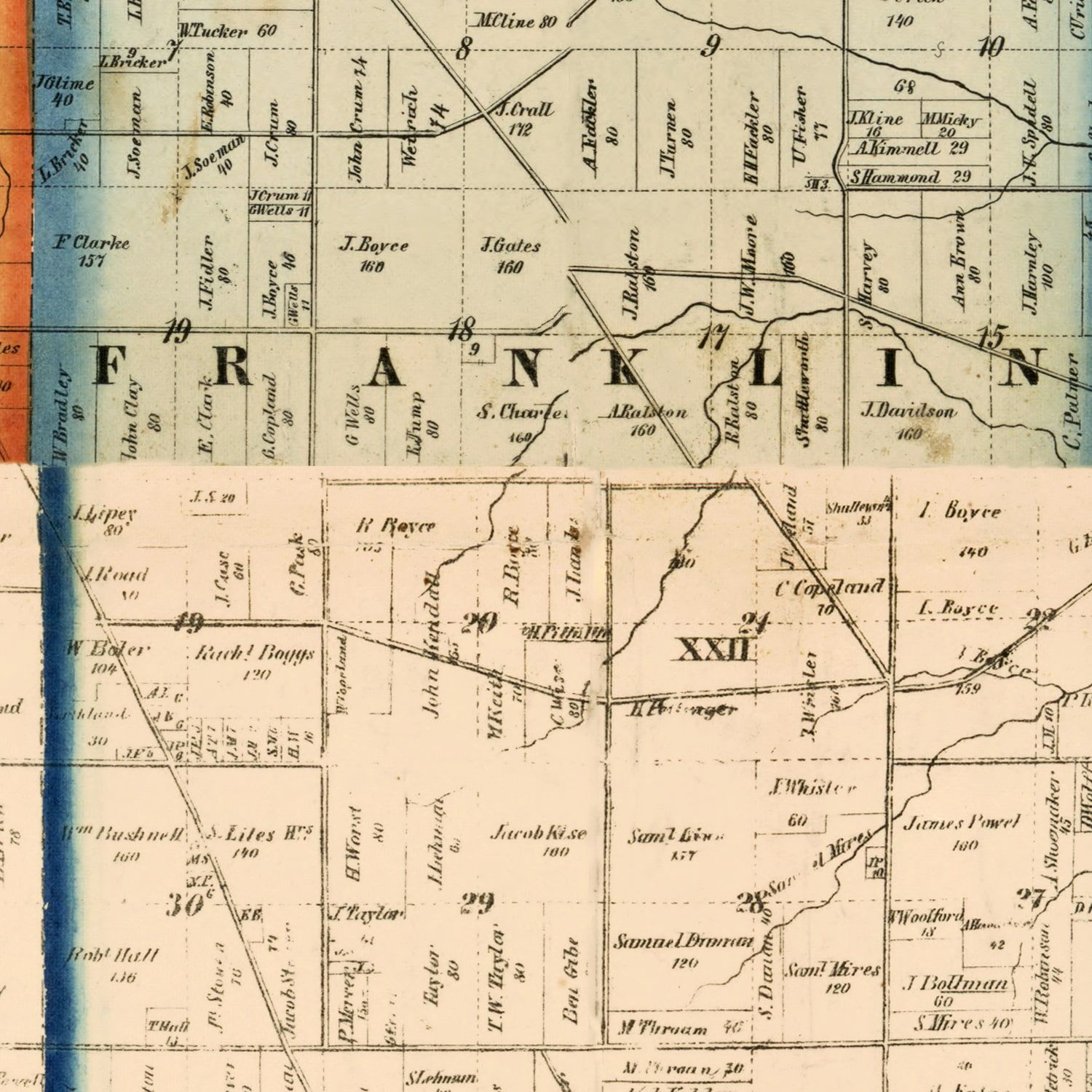 Vintage Map of Richland County, Ohio 1856